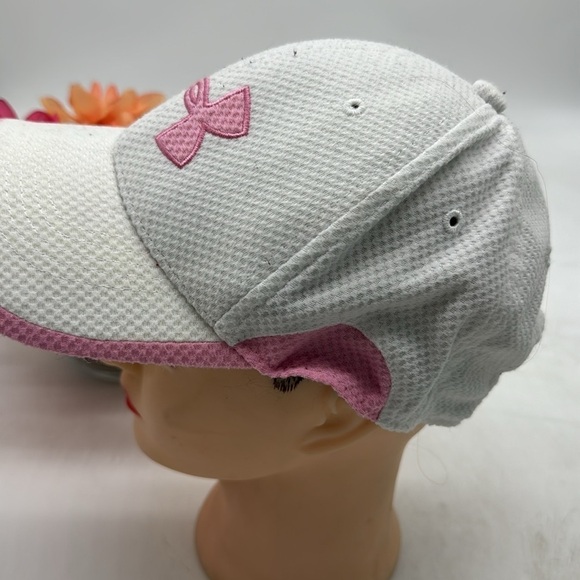 Under Armour Pink White Adjustable Logo Baseball Hat HT5230 - Picture 3 of 6